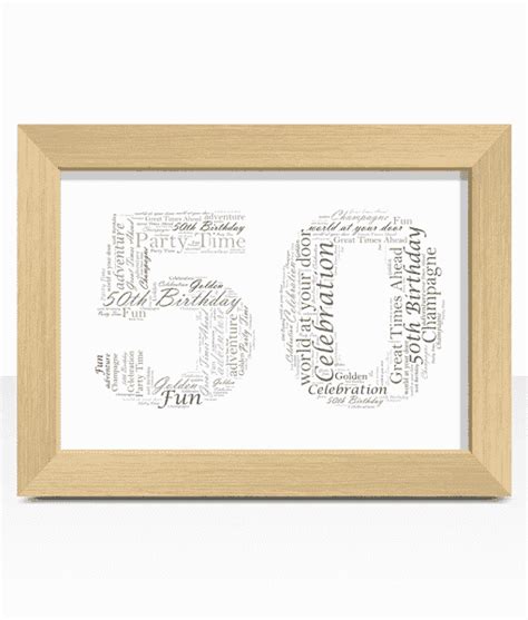 Personalised 50th Birthday Anniversary Word Art T Abc Prints