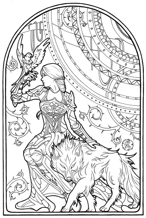 Dragon Princess Coloring Page Printable Adult Coloring Page Adult Coloring Page Fantasy Coloring
