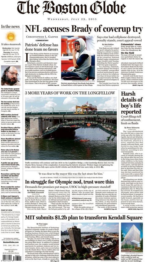 Boston Globe Front Page July 29 2015 Boston Globe Globe Stunning