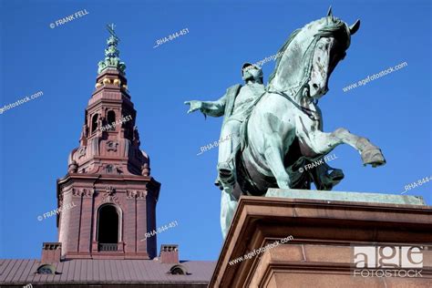 Christiansborg Palace And Statue Copenhagen Denmark Scandinavia