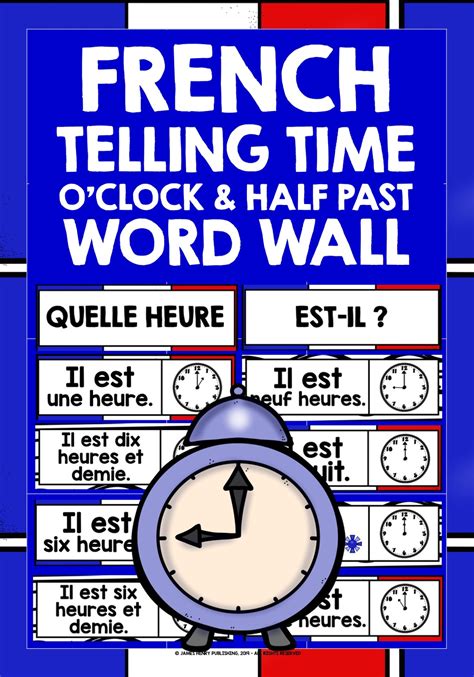 FranzÖsisch French Telling Time Word Wall 1 Wortwand Französisch