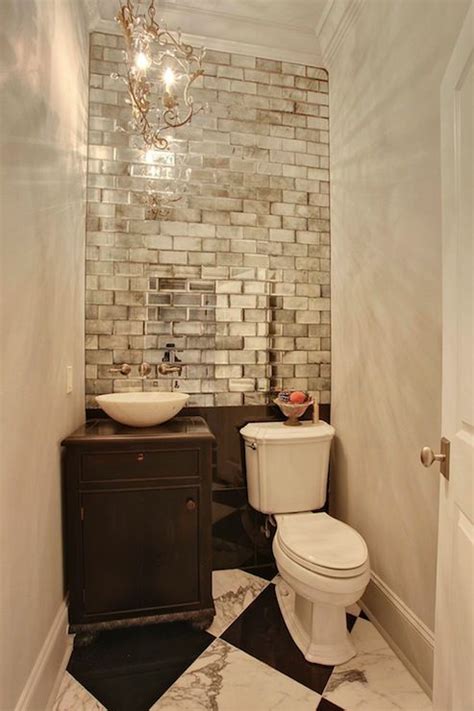 Before we get into all the fab details, check out some shots of the finished powder room. Love mirrored | Powder room small, Small bath, Home hacks