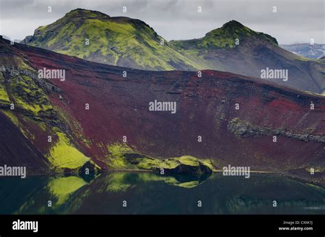 Crater Of Ljótipollur Volcano Detail Landmannalaugar Fjallabak
