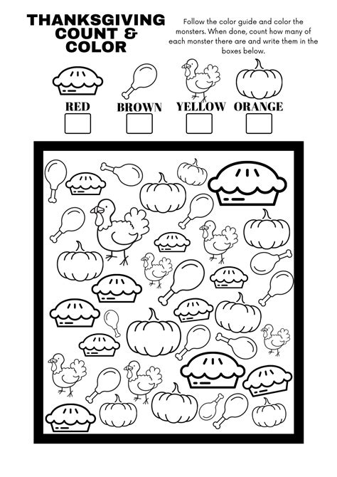 Free Printable: Thanksgiving I Spy Count and Color Activity Page for Kids