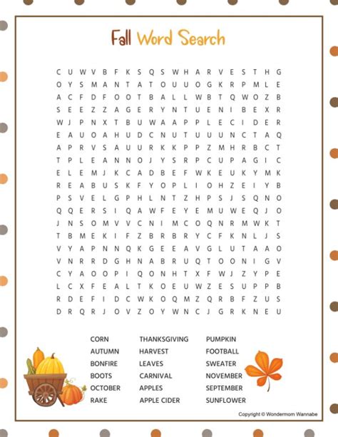 Word Search Autumn Printable Printable Word Searches