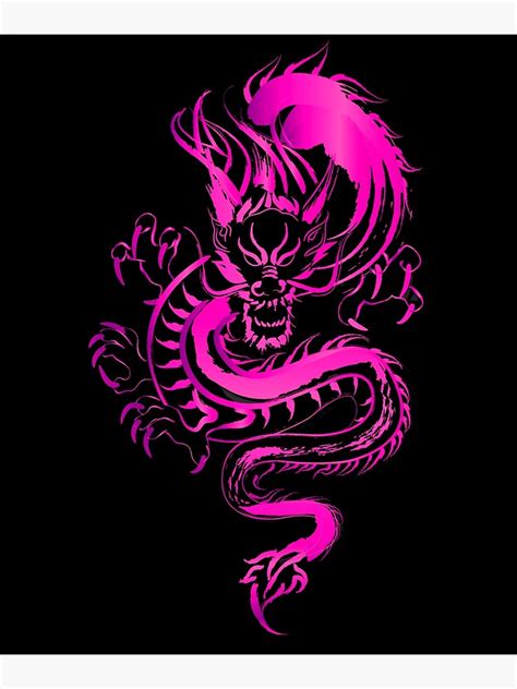 Pink Chinese Dragon Poster For Sale By Norarosetokens Redbubble