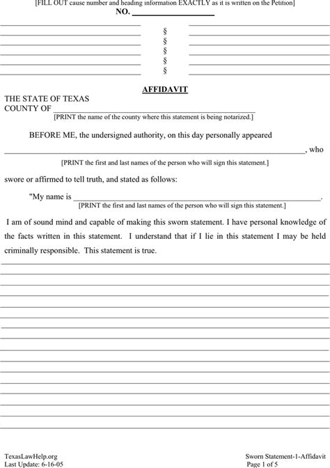 Texas Self Proving Affidavit Form Eforms Bank2home Com