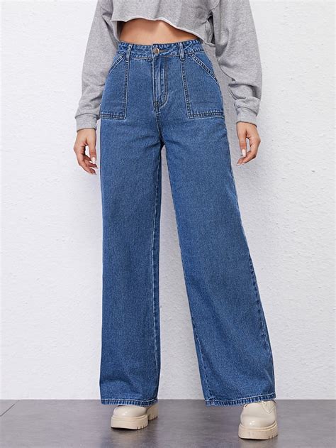 High Rise Wide Leg Jeans In 2022 Stylish Jeans Top Fashion Denim