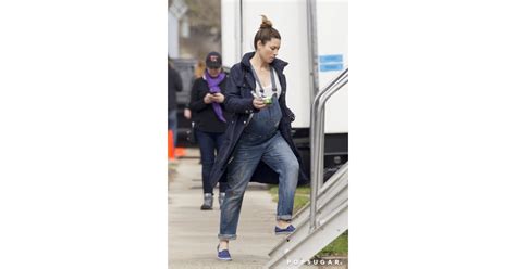 Jessica Biel Pregnant In Overalls Popsugar Celebrity Photo 9