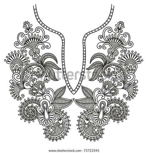 Neckline Embroidery Fashion Stock Vector Royalty Free