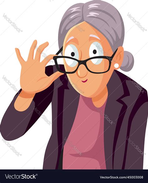Funny Woman Looking Over Her Glasses Cartoon Vector Image