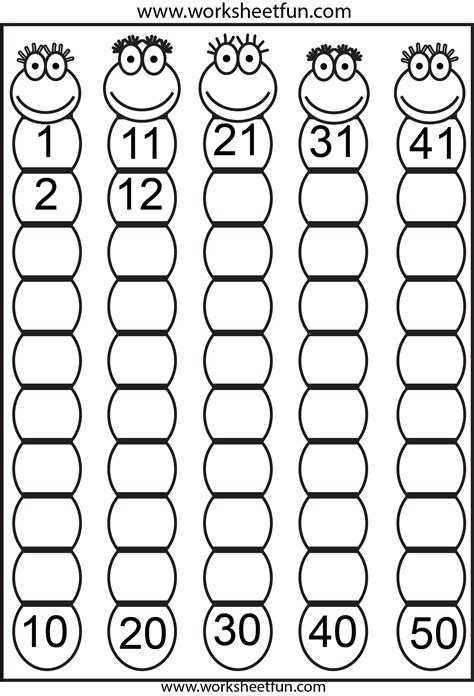 Numbers 1 To 50 Worksheets