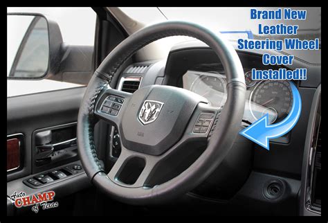 2013 2017 Dodge Ram 1500 2500 3500 Leather Wrap Steering Wheel Cover Black Ebay