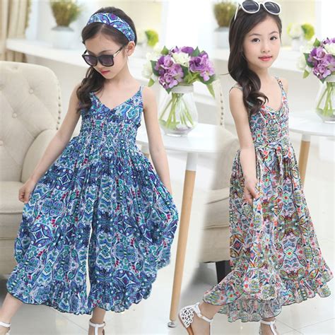 Summer Dresses For Girls Cotton Children Clothing Print Floral Beach