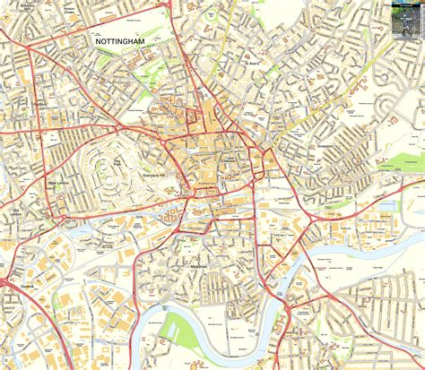 Nottingham Offline Street Map Including The Victoria