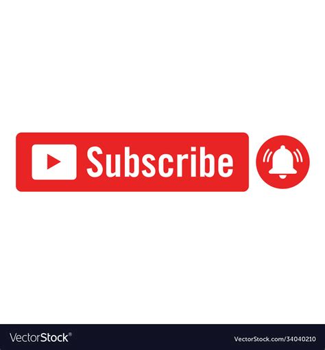 Red Subscribe Button With Notification Bell Vector Image