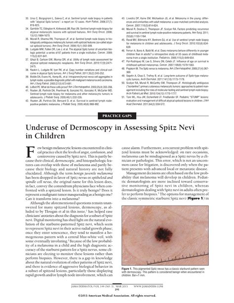 Underuse Of Dermoscopy In Assessing Spitz Nevi In Children Comment On