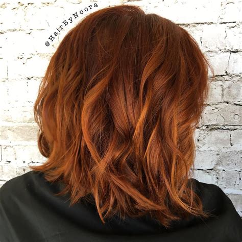 Wavy Copper Bob Hairstyle Long Bob Styles Copper Red Hair Short