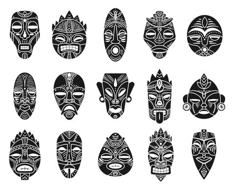 Premium Vector Idol Mask Monochrome Black Hawaii Tiki Tahitian Ritual Totem Exotic