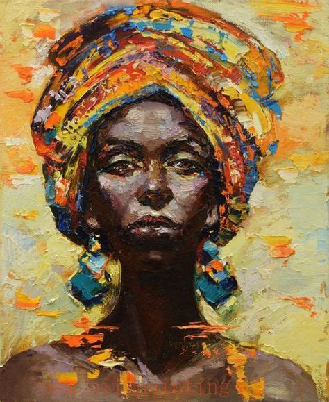 Handmade Modern Abstract African Woman Portrait Knife Canvas Oil