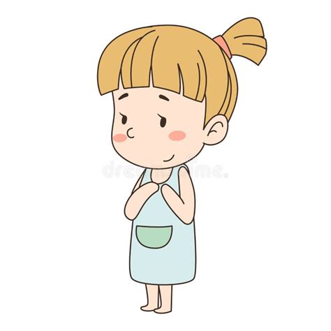 Cartoon Cute Shy Cheerful Little Girl Stock Vector Illustration Of