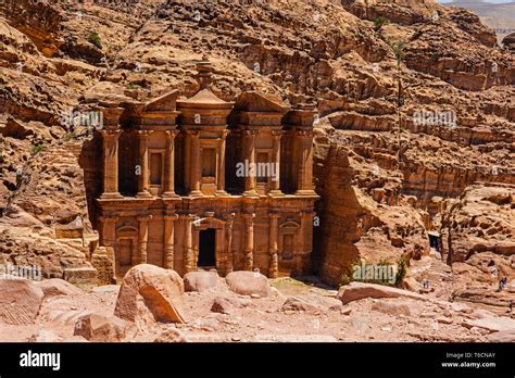 Elevated View Of The Monastery Petra Jordan Stock Photo Alamy