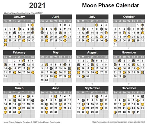 Moon Phases Calendar 2021 2021 Example Calendar Printable