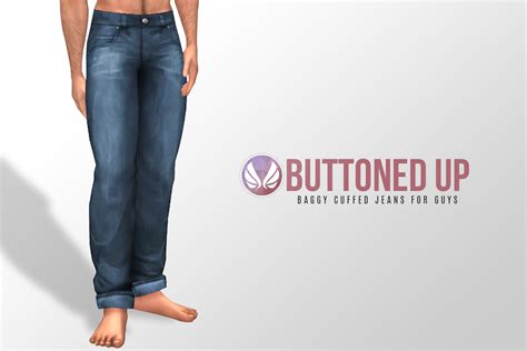Simsational Designs Buttoned Up Baggy And Cuffed Jeans For Guys