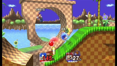 Super Smash Bros Brawl Green Hill Zone Sonic Vs Mario 1080 Hd
