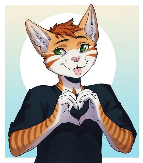 An Orange And White Cat Making A Heart Shape With Its Hands While