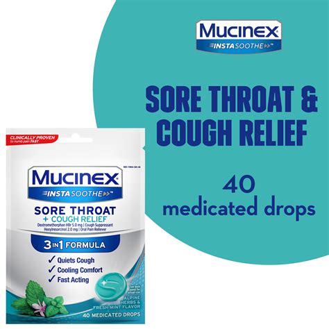 Mucinex Instasoothe Sore Throat Cough Relief Alpine Herbs And Mint