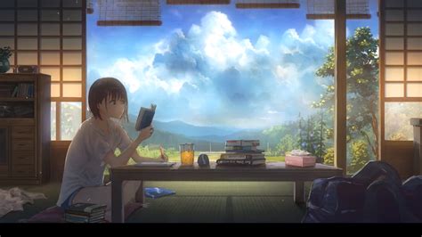 Wallpaper Anime Engine Anime Girl And Fireflies Animated Wallpaper