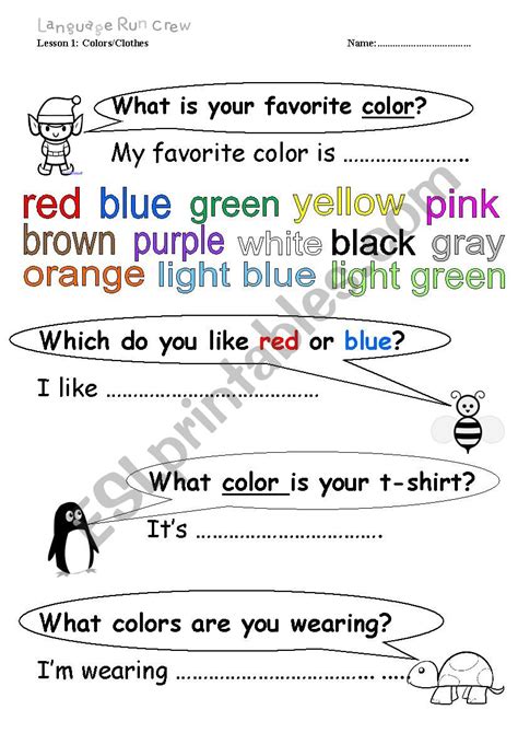Colors Esl Worksheet By Belito