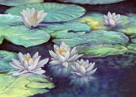 Water Lilies Painting By Hans Neuhart Fine Art America