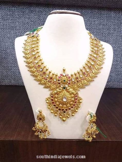 Gold Mango Necklace Jewellery Design ~ South India Jewels