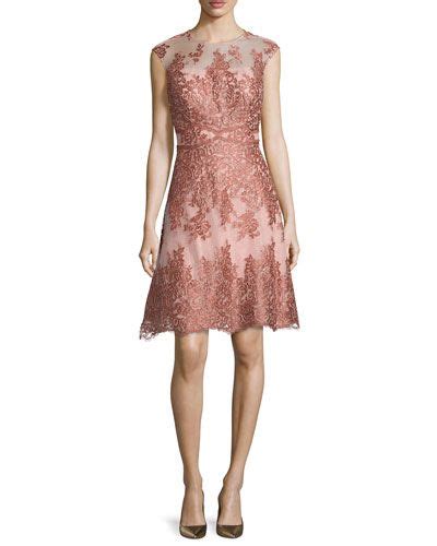 Kay Unger New York Sleeveless Lace Tulle Cocktail Dress Tulle