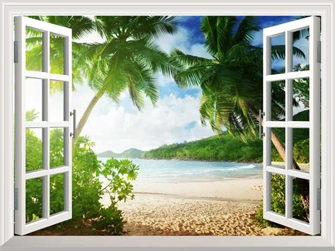 Wall Mural Sunset On The Tropical Beach With Palm Trees 36x48 Ebay