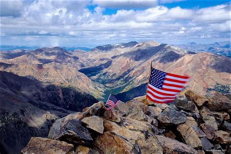 American Flags On Mount Elbert Colorado Rocky Mountains Dave