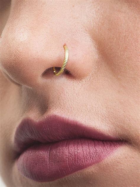 Gold Nose Ring Indian Nose Ring Nose Hoop Tragus Cartilage Etsy