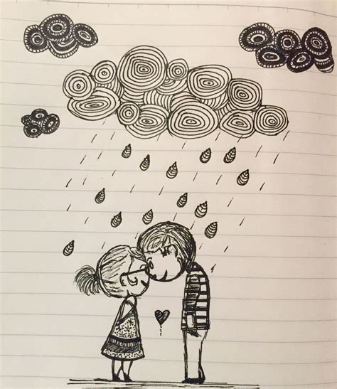 Doodle Love Sweet Couple Under The Clouds Feeling Loved Stick