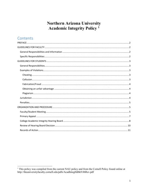 Academic Integrity Policy 1 Northern Arizona University