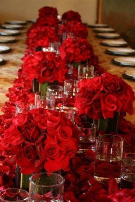Red Roses For Valentines Day Wedding Romantic Table Decoration