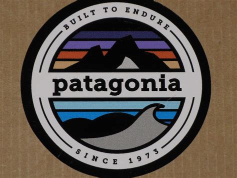 Patagonia Mountains And Waves Built To Endure Circle Vinyl Sticker