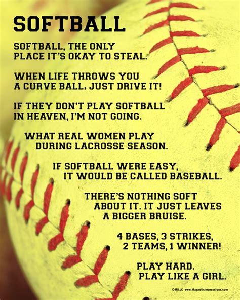 Unframed Softball Player Sayings 8x10 Poster Print Softball Catcher Quotes Fastpitch Softball