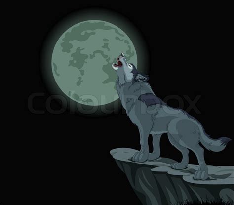 Illustration Of Howling Wolf At The Stock Vector Colourbox