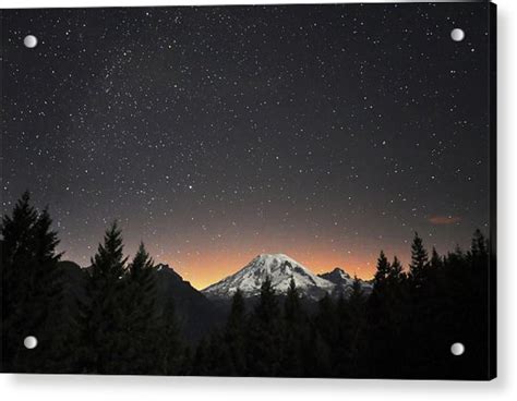 Mt Rainier At Night Photograph By David Hogan