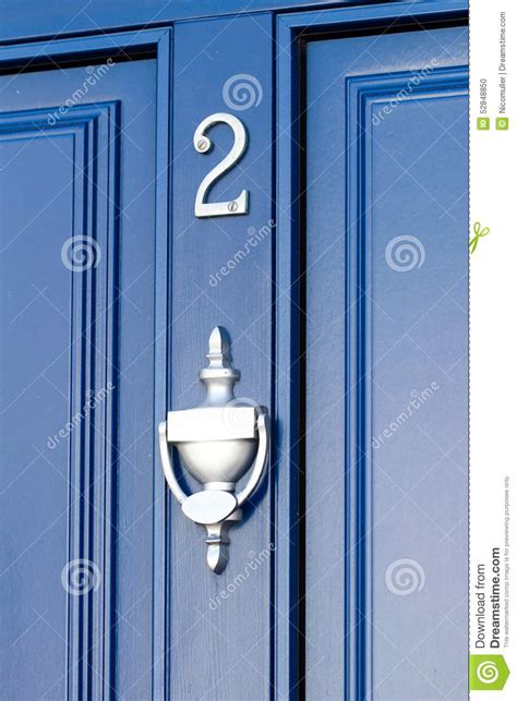 Blue Door - number 2 stock photo. Image of grey, door - 52848850
