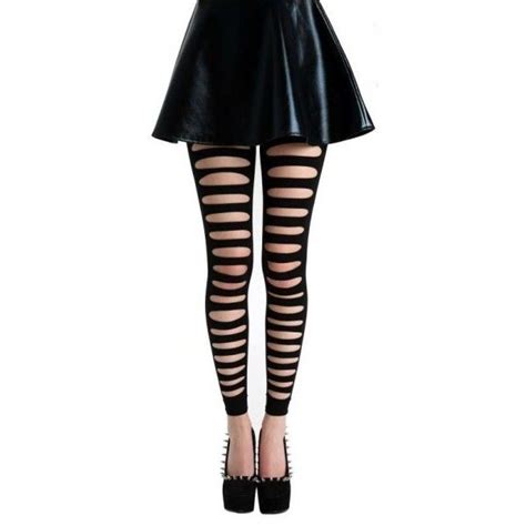 front slash ripped black footless tights £8 76 liked on polyvore featuring intimates hosiery