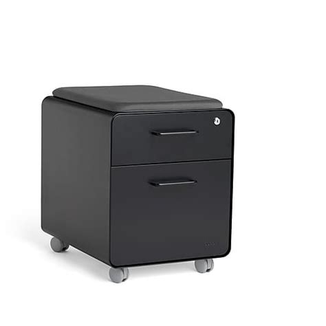 A plush cushion top let's this file cabinet double as a portable seat. Poppin Black Mini Stow 2-Drawer Vertical File Cabinet ...