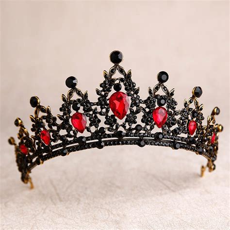 red crown gothic headdress gorgeous queen crown red crystal etsy black tiara rhinestone